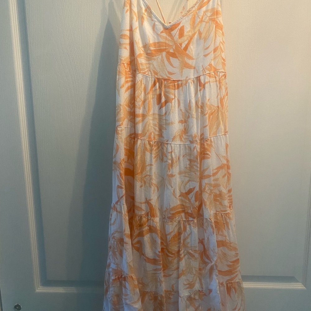 Floral Maxi Dress in Orange and White